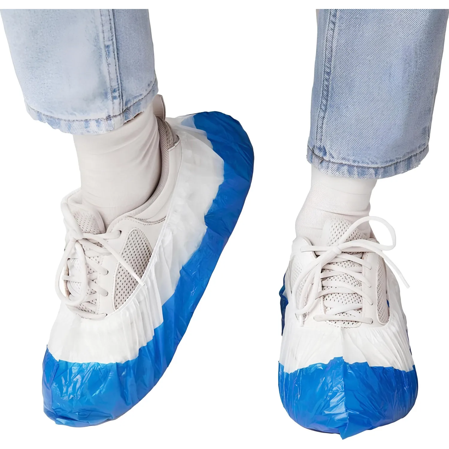 Бахилы п/э Elegreen,с дв.подошвой бело-синие, 2,6 г,950пар/уп - фото 1