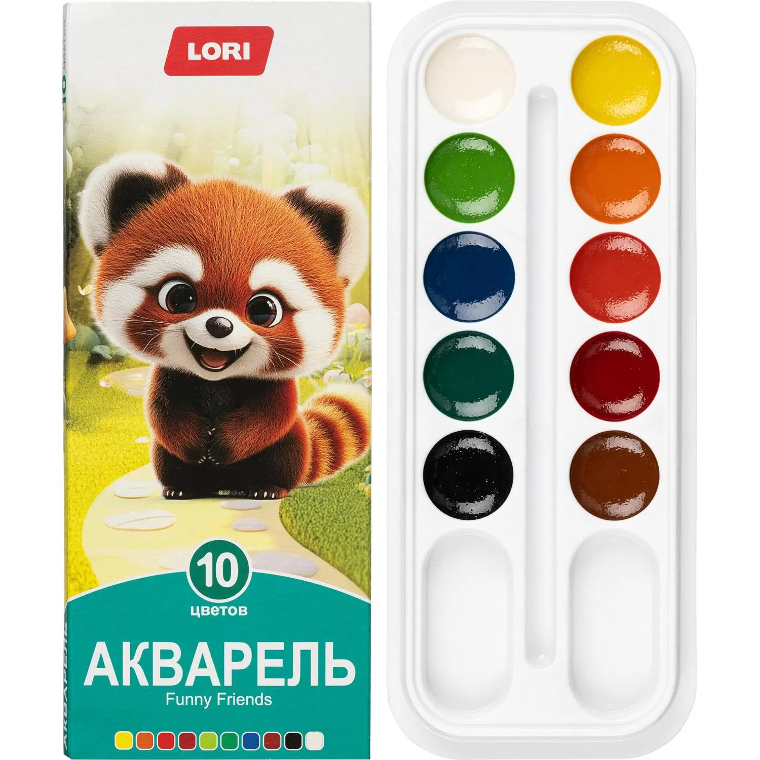 Краски акварельные FUNNY FRIENDS, 10 цветов, б/к Ааф-002 набор - фото 2