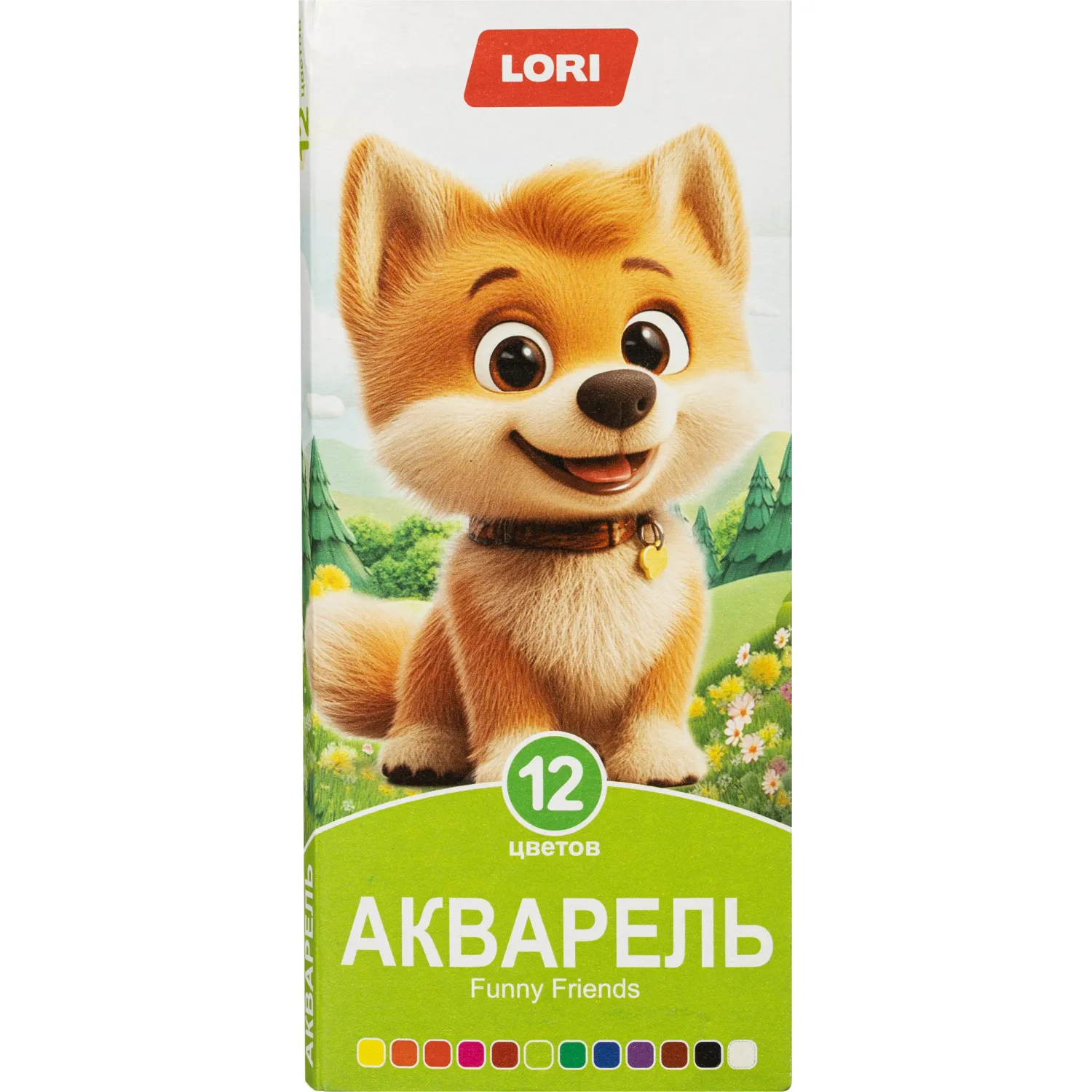 Краски акварельные FUNNY FRIENDS, 12 цветов, б/к Ааф-003 набор - фото 1