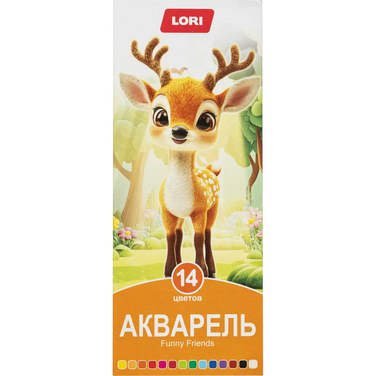 Краски акварельные FUNNY FRIENDS, 14 цветов, б/к Ааф-004 набор - фото 1