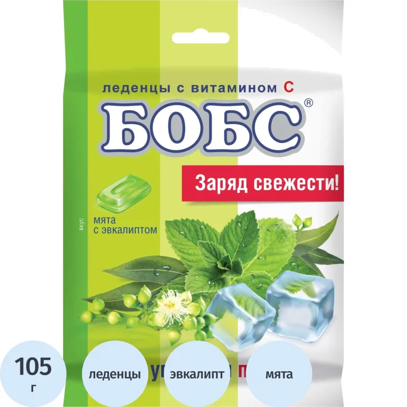 Леденцы БОБС мята с эвкалиптом, 3х35г, BS-8-3 - фото 1