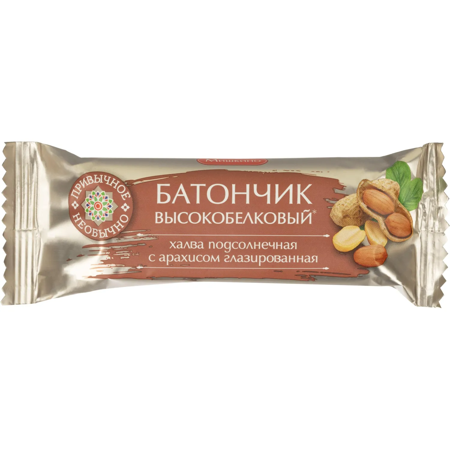 Батончик Мишкино счастье халва подсолнечная с арахисом глазир. 50гx24шт/уп - фото 2