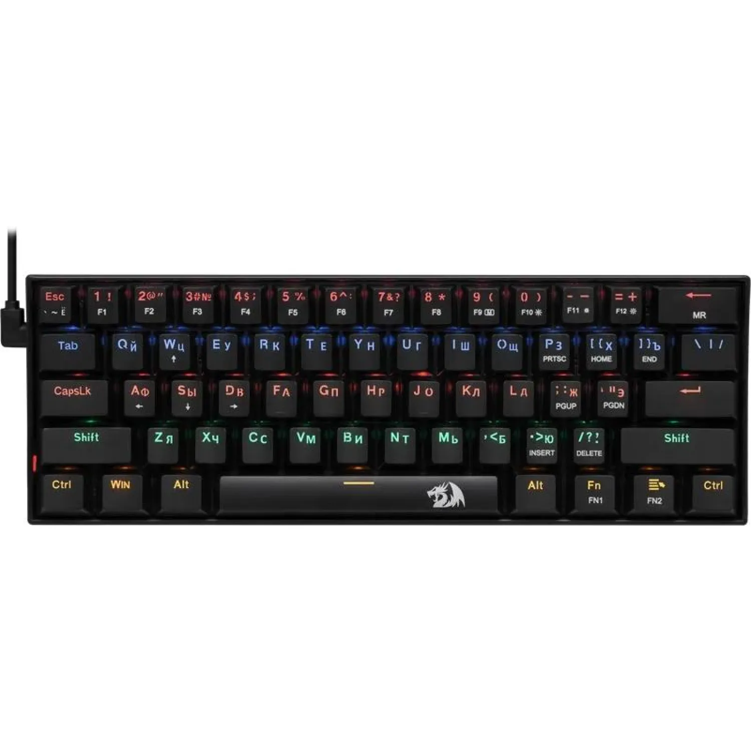Клавиатура Redragon Lakshmi (78119) механич. RU,радужная,тихая,61кн - фото 1