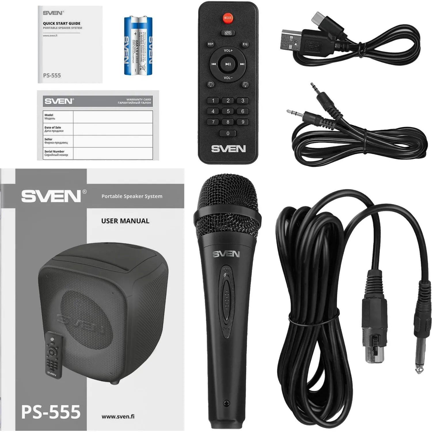 Акустическая система Sven PS-555, черный, 65Вт, BT/USB/microSD, пульт,аккум - фото 4