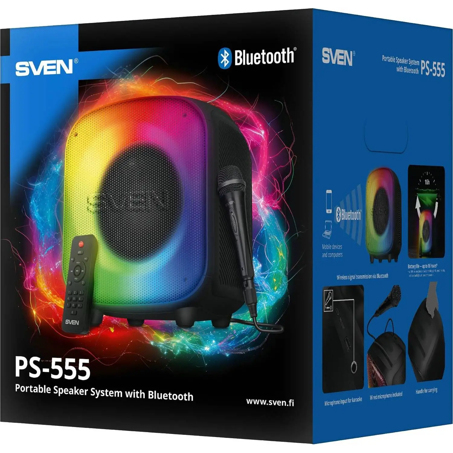 Акустическая система Sven PS-555, черный, 65Вт, BT/USB/microSD, пульт,аккум - фото 12