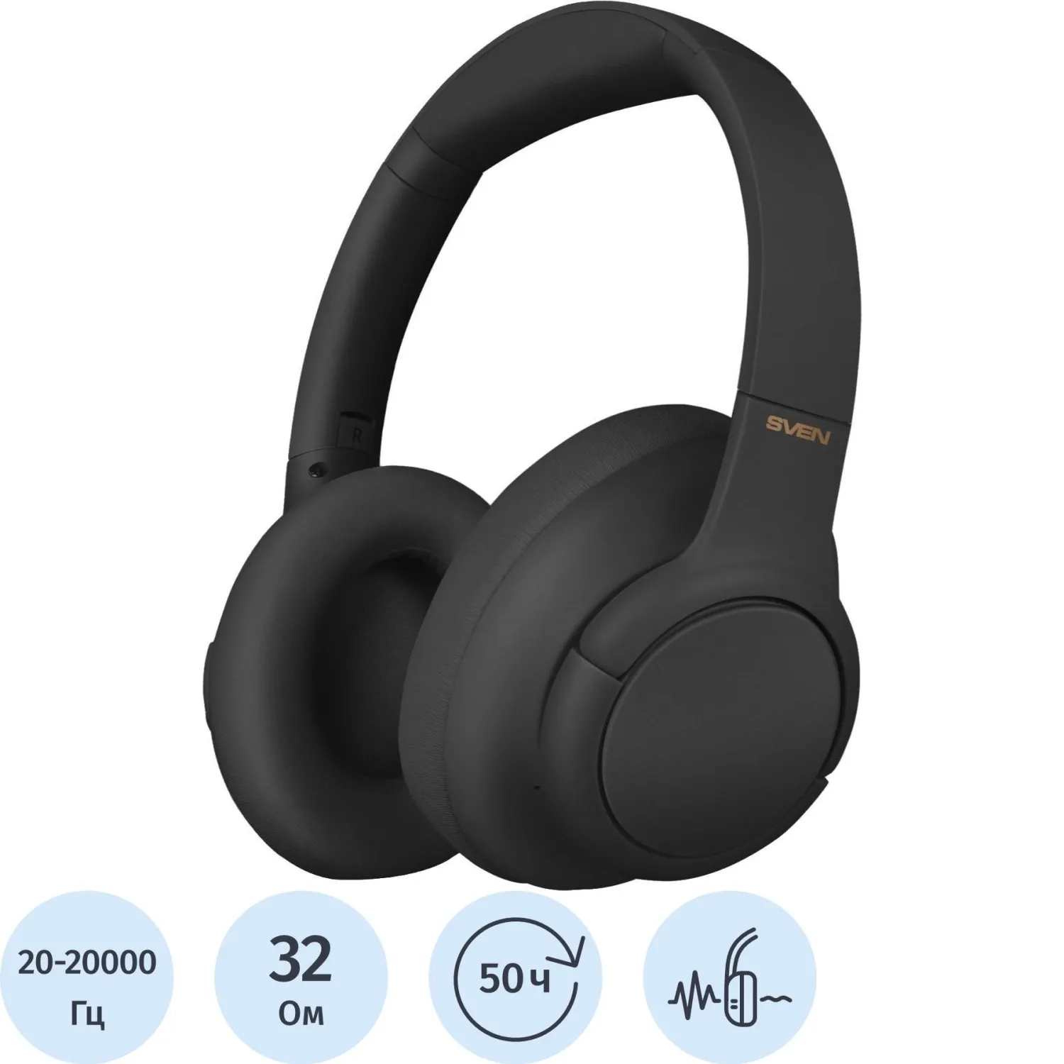 Наушники SVEN AP-B800MV,беспров стерео,микроф,чер,BT,HB ANC,APP,4mic,500mAh - фото 1