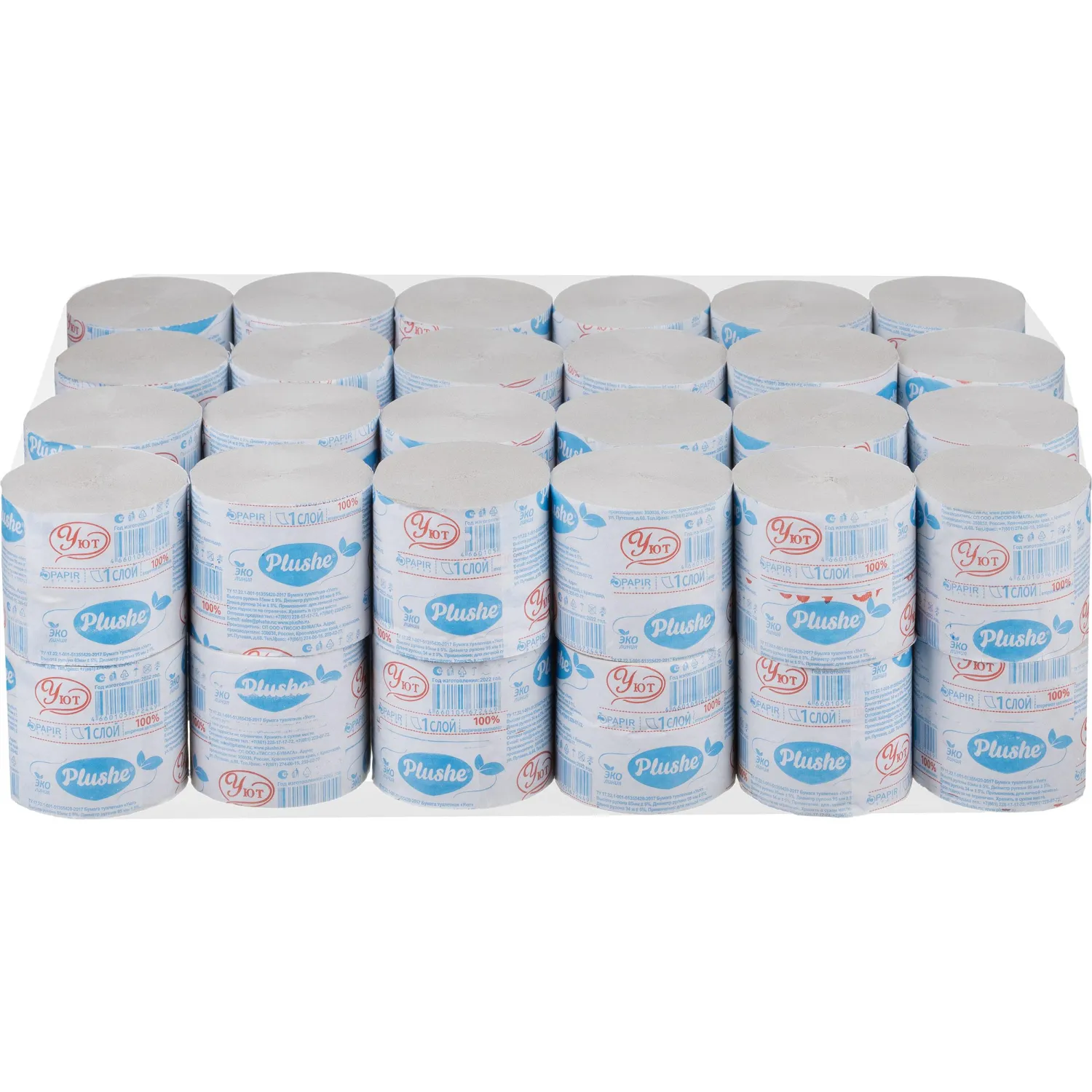 Бумага туалетная Plushe Уют 1сл 34м б/втулки 48рул/уп У - фото 5