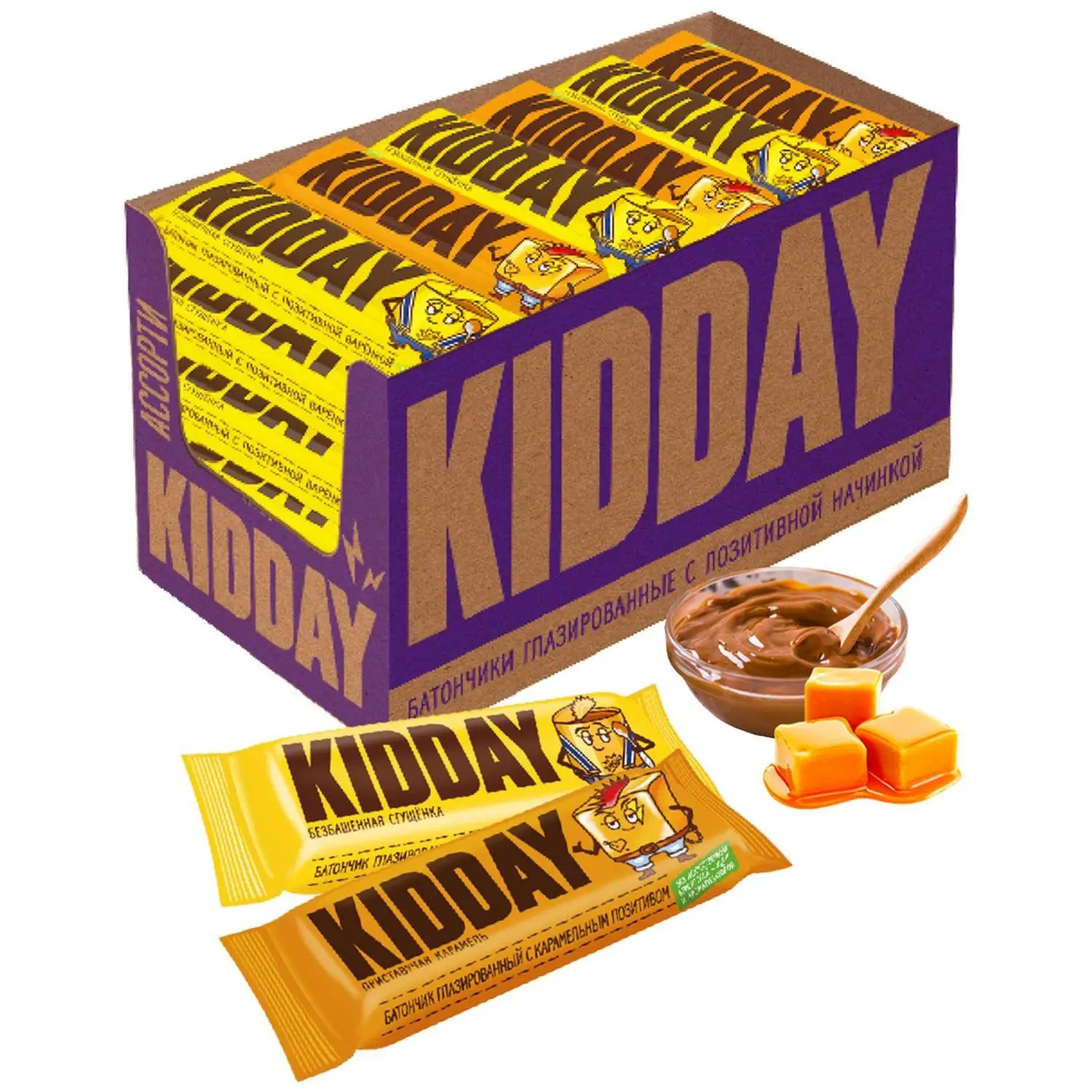 Батончик Kidday глазир ассорти карамель, вареная сгущенка, 40гx30шт/уп - фото 5