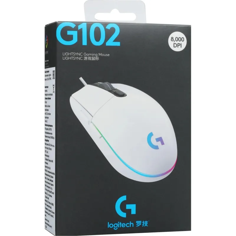 Мышь компьютерная Logitech G102 LightSync White Gaming (910-005809) - фото 5