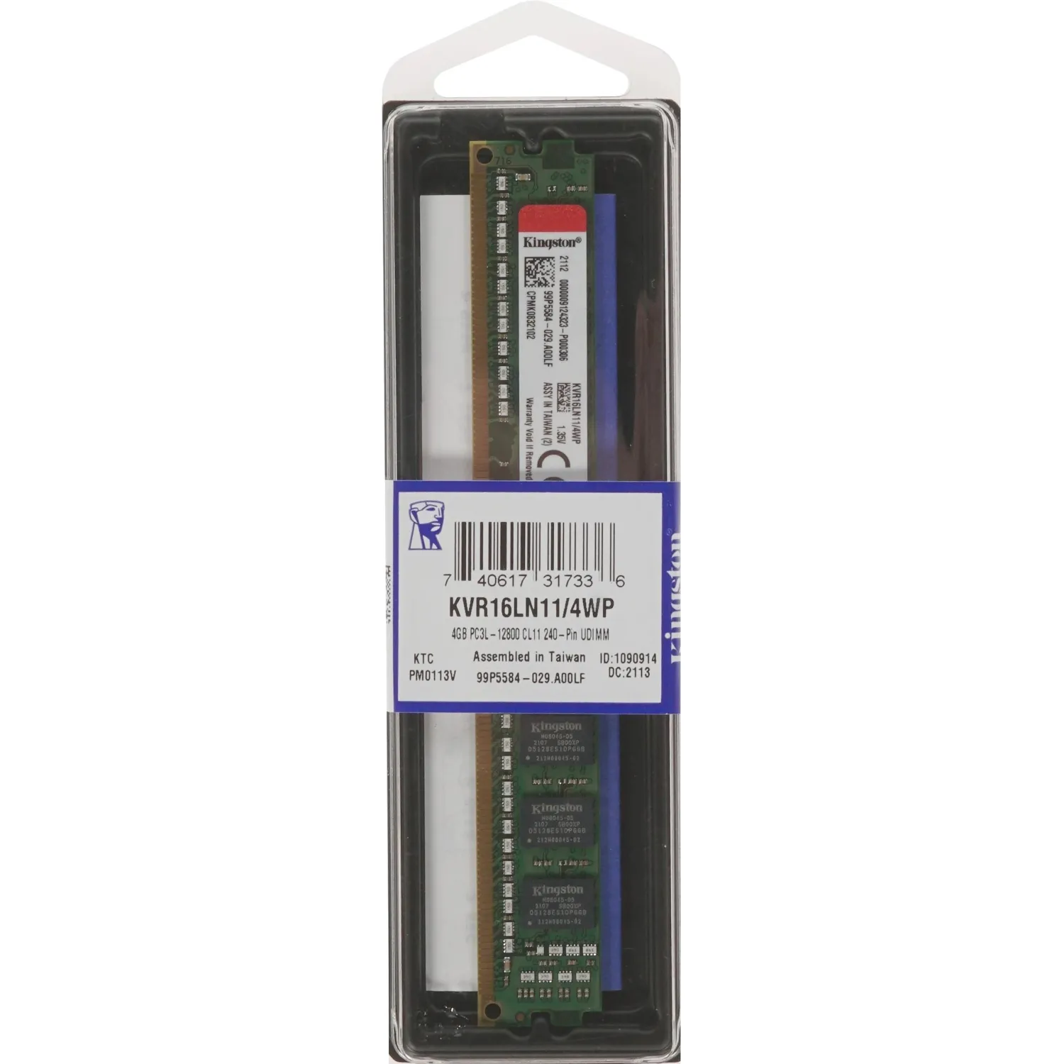 Модуль памяти Kingston DDR3L DIMM 4GB 1600Мгц (KVR16LN11/4WP) - фото 3