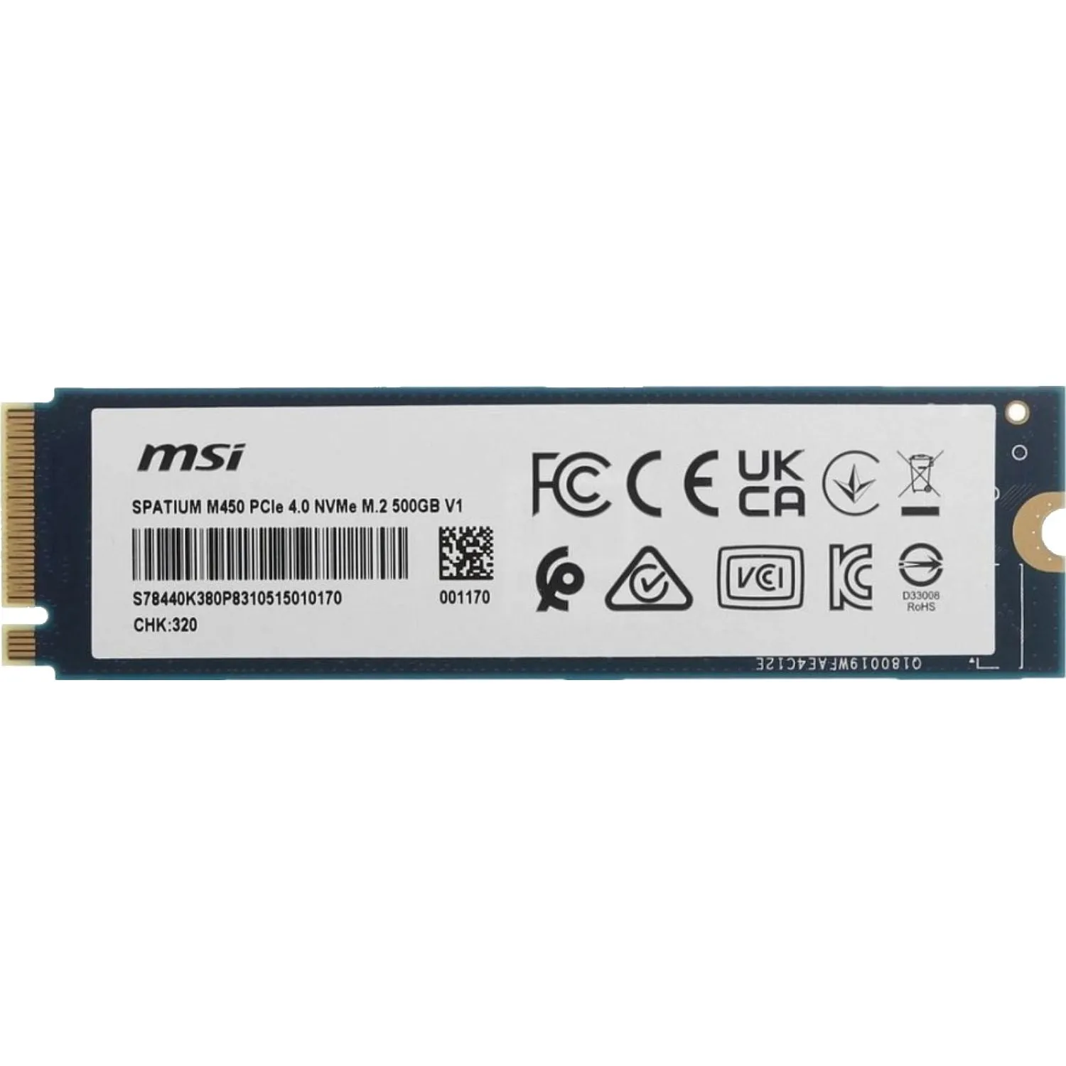 SSD накопитель MSI SPATIUM M450 500GB V1 M.2 PCIE4.0x4(S78-440K380-P83) - фото 2