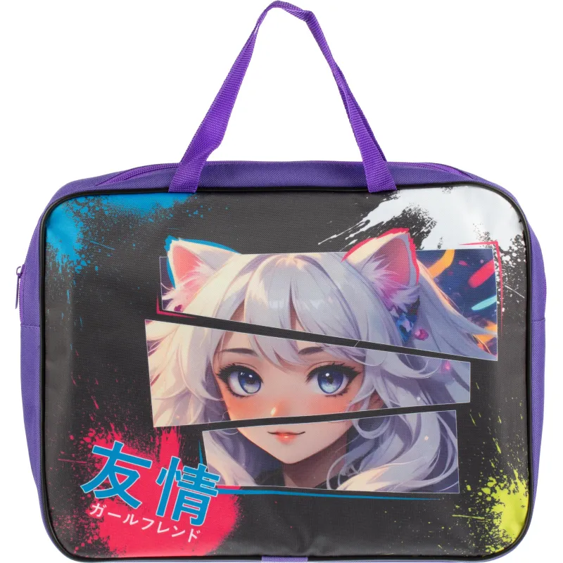 Папка школьника А4 с ручками ШИРОКАЯ,ПШ-11,ДЕВУШКА С УШКАМИ 2025 - фото 1