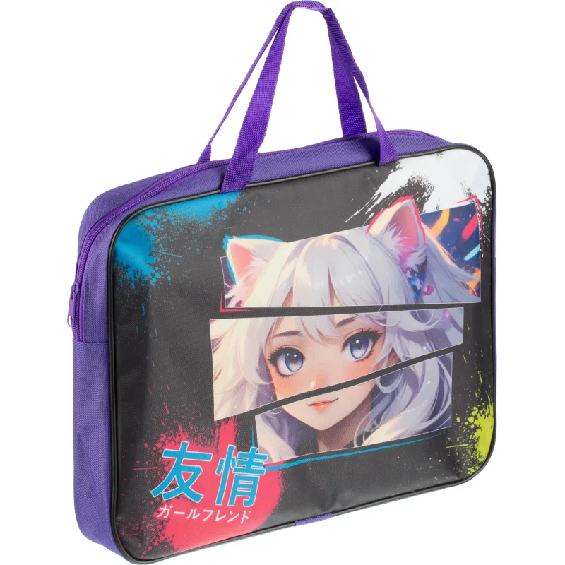 Папка школьника А4 с ручками ШИРОКАЯ,ПШ-11,ДЕВУШКА С УШКАМИ 2025 - фото 3