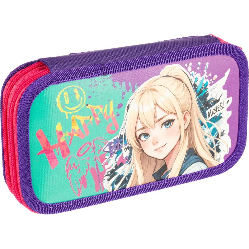 Пенал двухсекционный большой тканевый торец ПО-090, МИЛАЯ БЛОНДИНКА 2025 - фото 1