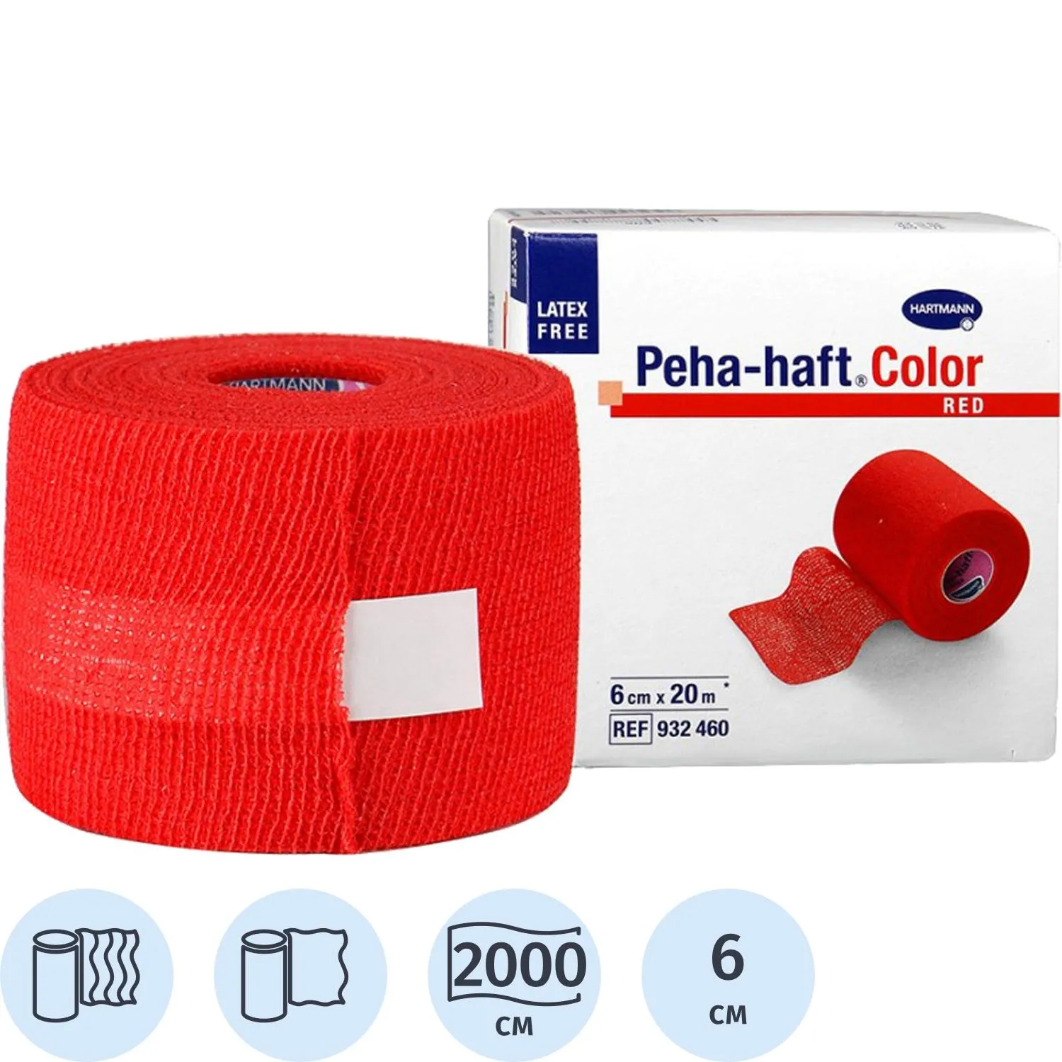 Бинт самофикс эласт 20м х 6см, красный, PEHA-HAFT - фото 1