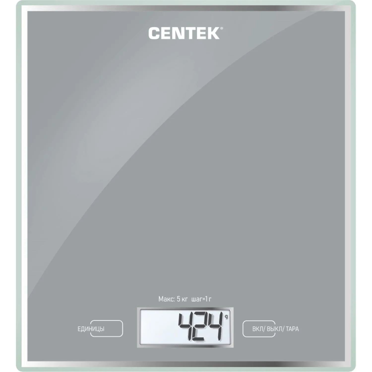 Весы Centek CT-2462 LCD,кухонные,190х200 мм, max 5кг, шаг 1г,серебристый - фото 1