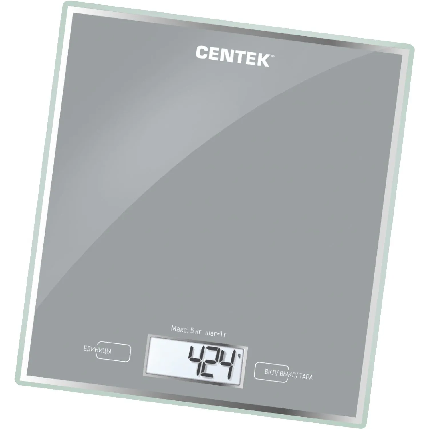 Весы Centek CT-2462 LCD,кухонные,190х200 мм, max 5кг, шаг 1г,серебристый - фото 2