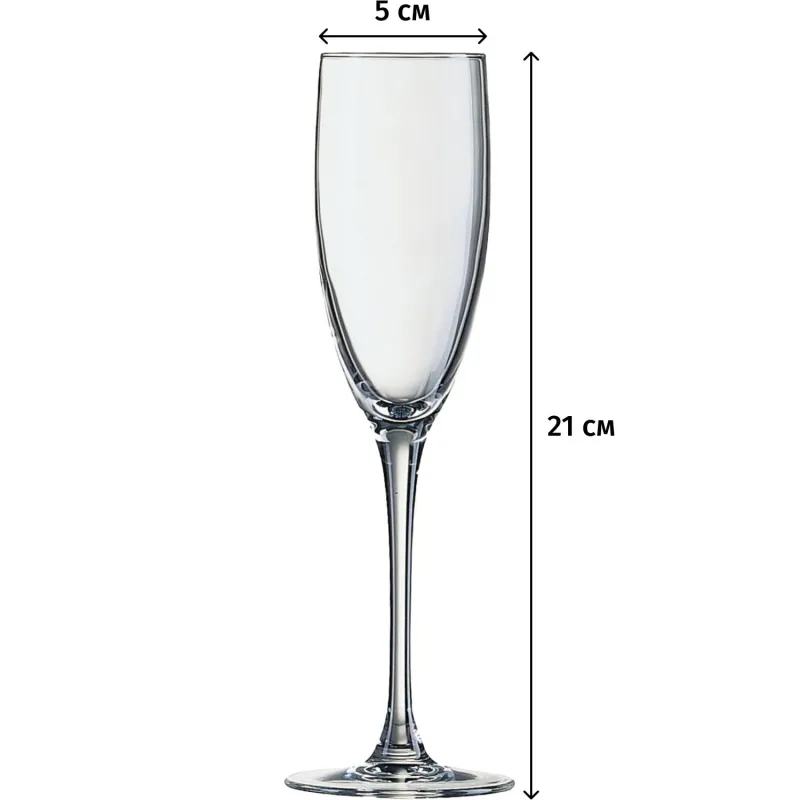 Бокал -флюте 170 мл. d=50 мм. h=210 мм. Эталон, 12шт/уп, 47301 - фото 3