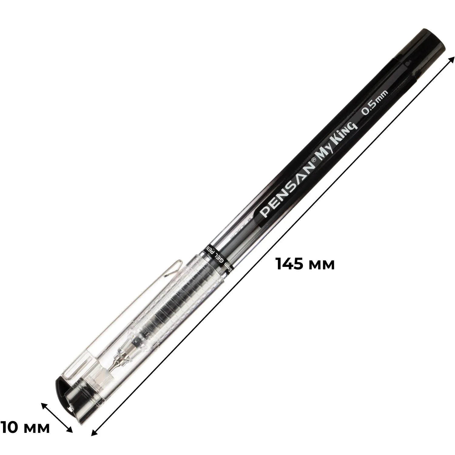 Ручка гелевая неавтомат. MY-KING GEL PEN METAL CLIP 0,5мм, черный - фото 6