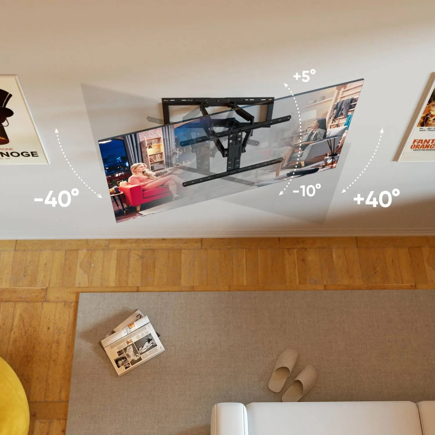 Кронштейн ONKRON SM6-B,для TV 32-90,наклонно-поворотный, черный - фото 7