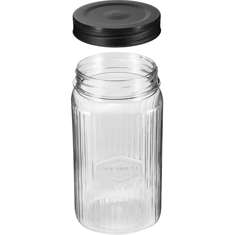 Банка квадратная с рельефом PREMIUM 1,3л, 3шт (Черный) - фото 4