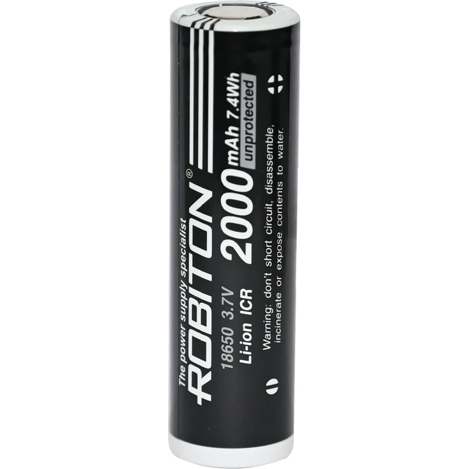 Аккумулятор ROBITON LI18650-2000NP-PK1 без защиты с плоским контактом PK1 - фото 2