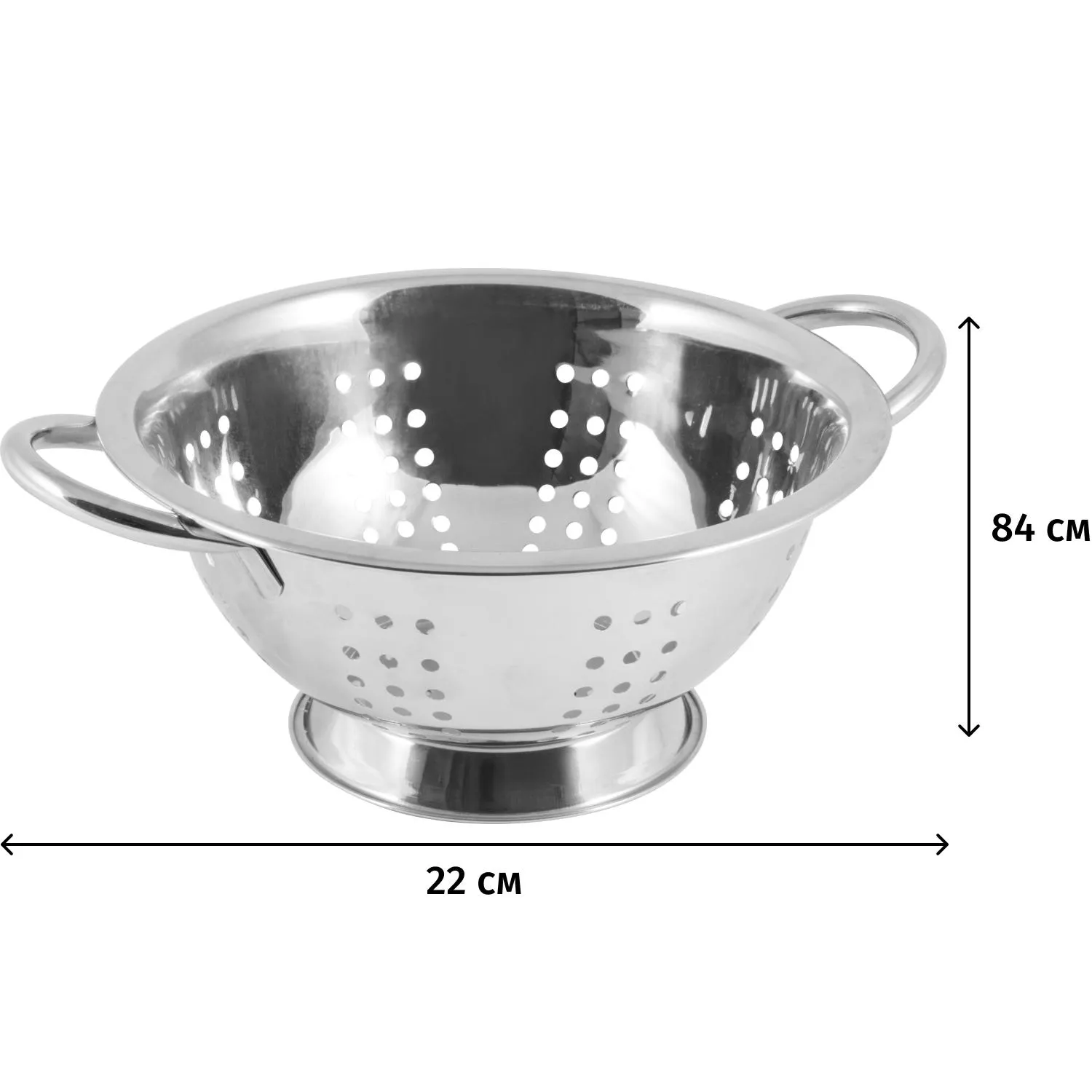 Дуршлаг из нерж стали с двумя боковыми ручками Napoletano, диаметр 22 см - фото 2