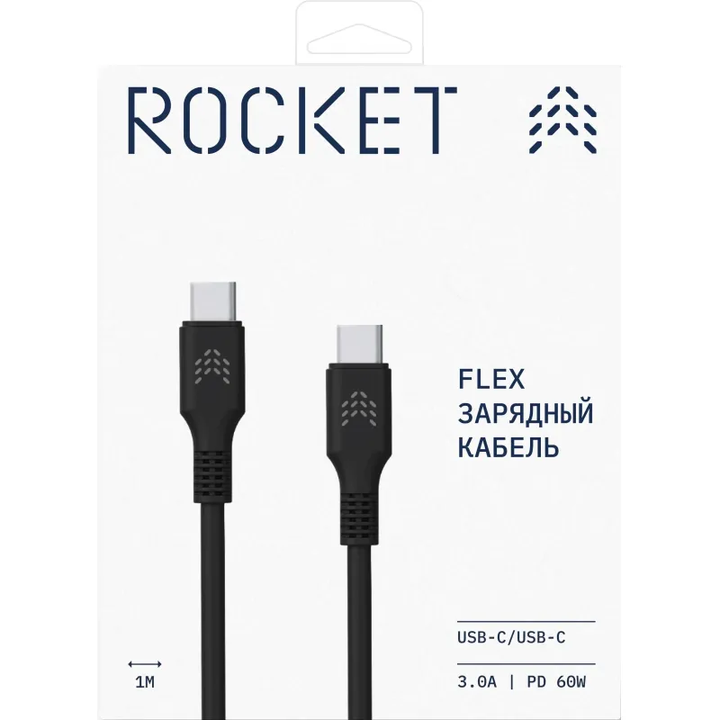 Кабель зарядный Rocket Flex TPE USB-C/USB-C 1 м, 60W, чер(RDC516BL01FL-CС) - фото 3