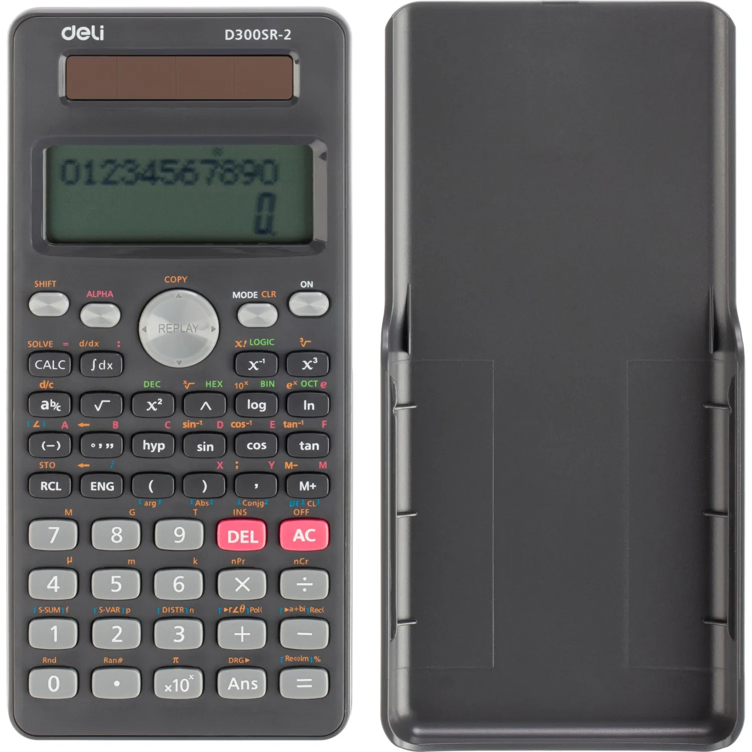 Калькулятор научный Deli ED300SR-2,10+2р,300ф,2ст,172,6х82,7,дв пит,т.сер - фото 1