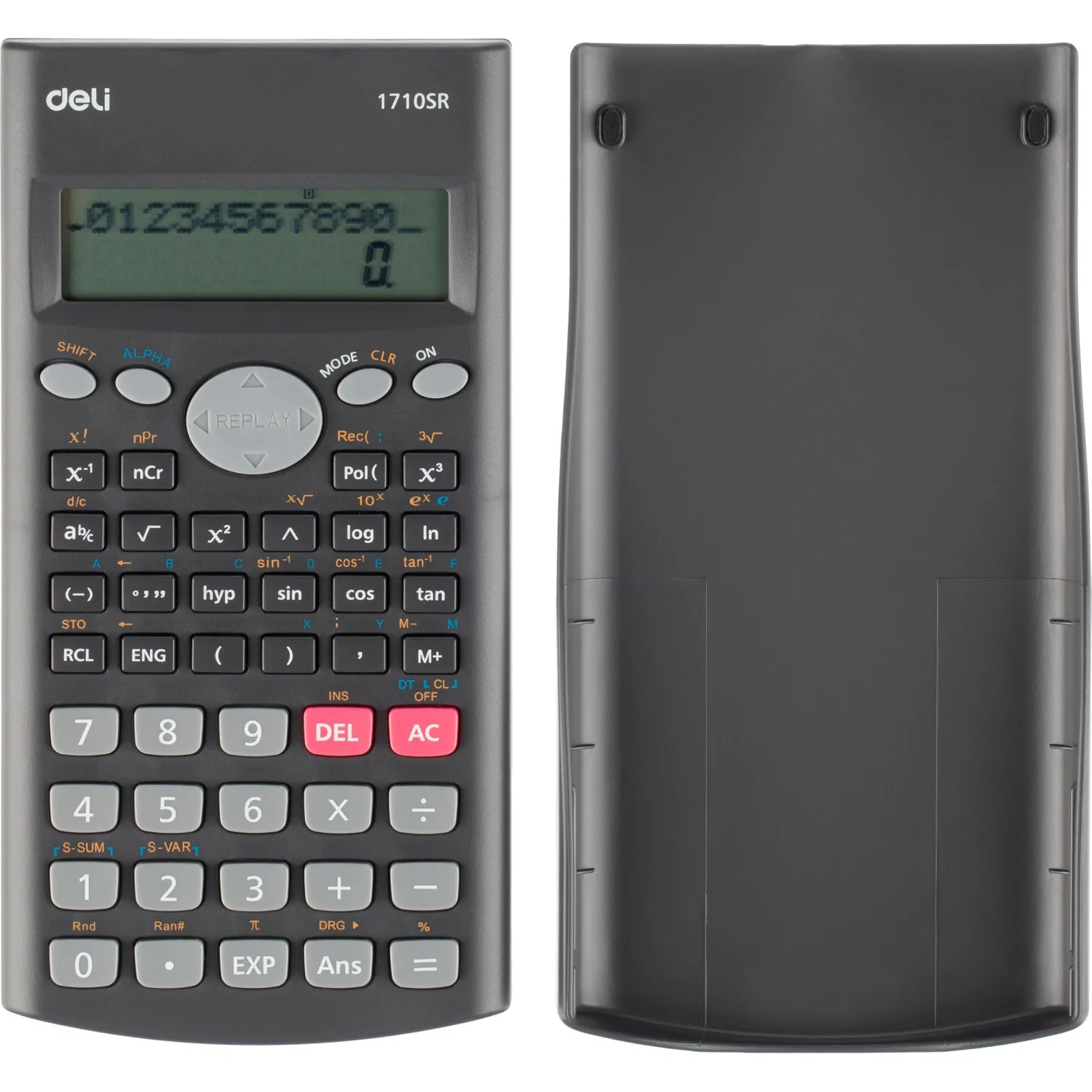 Калькулятор научный Deli E1710SR,240фун,2стр.дисп,10+2разр,162х84,темн.сер - фото 1