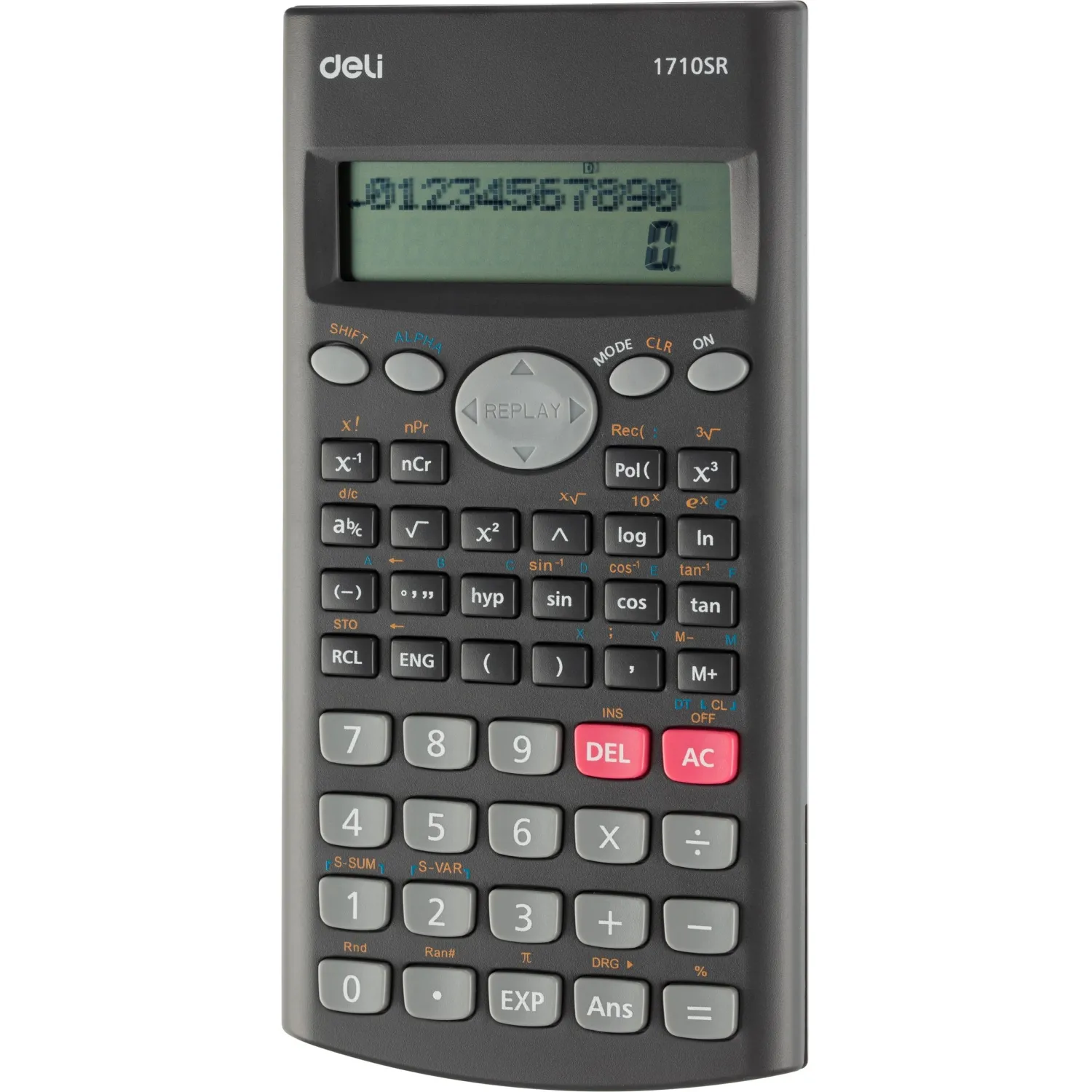 Калькулятор научный Deli E1710SR,240фун,2стр.дисп,10+2разр,162х84,темн.сер - фото 3