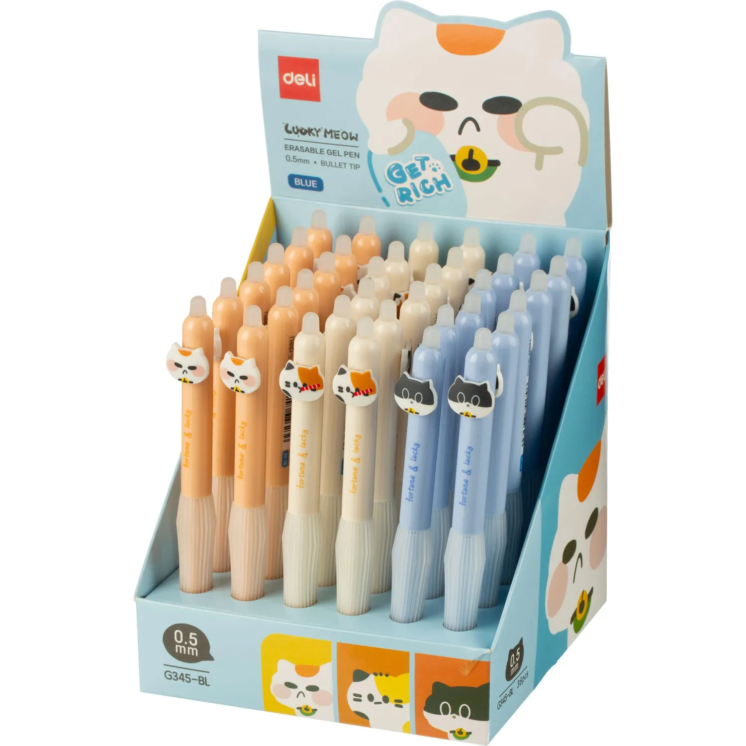 Ручка гелевая автомат. Deli Lucky Meow EG345-BL,пул.нак.0,5,стир,коты,в асс - фото 10