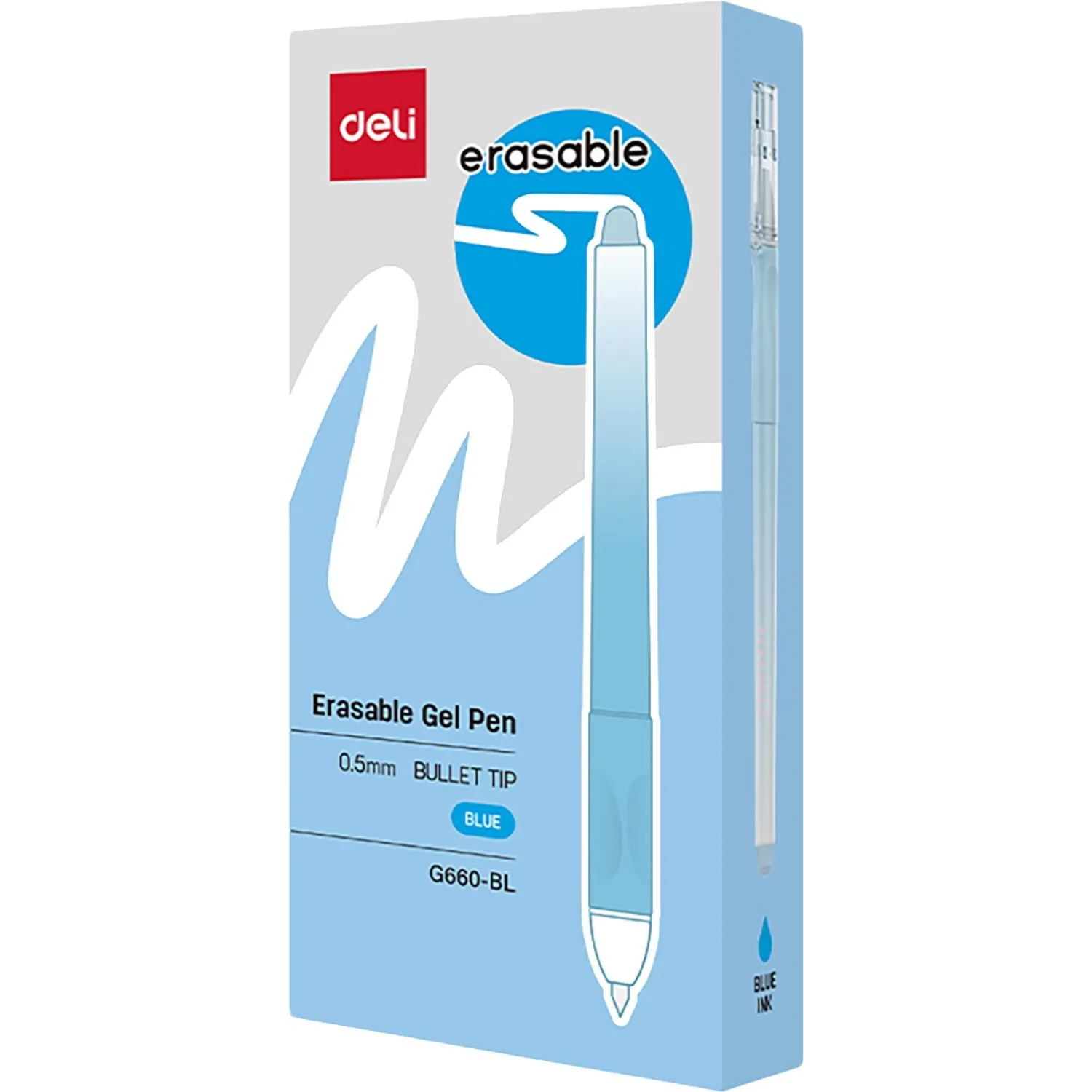 Ручка гелевая неавтомат. Deli Erasable EG660-BL,стираем,пул.нак0,5,син,асс - фото 7