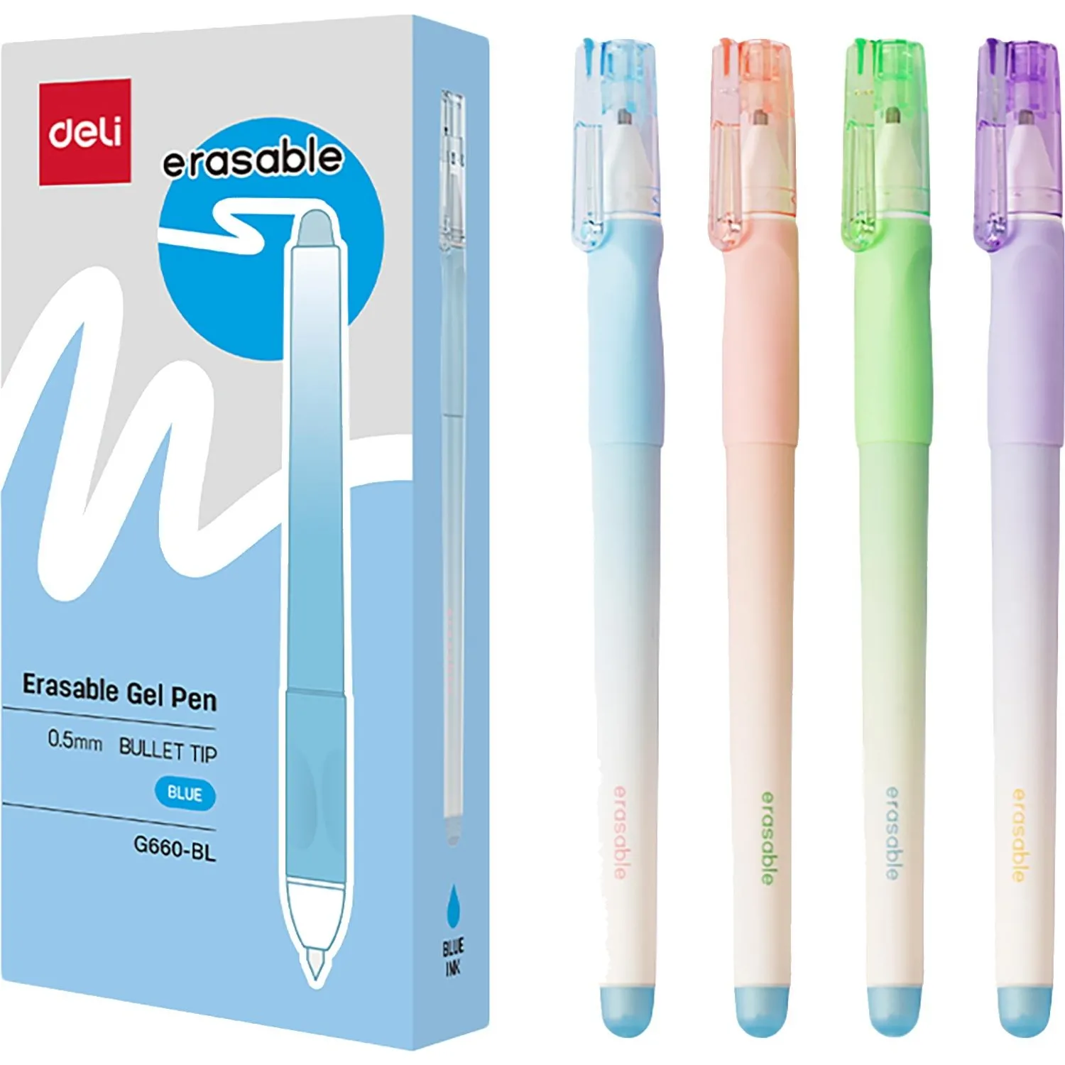 Ручка гелевая неавтомат. Deli Erasable EG660-BL,стираем,пул.нак0,5,син,асс - фото 8