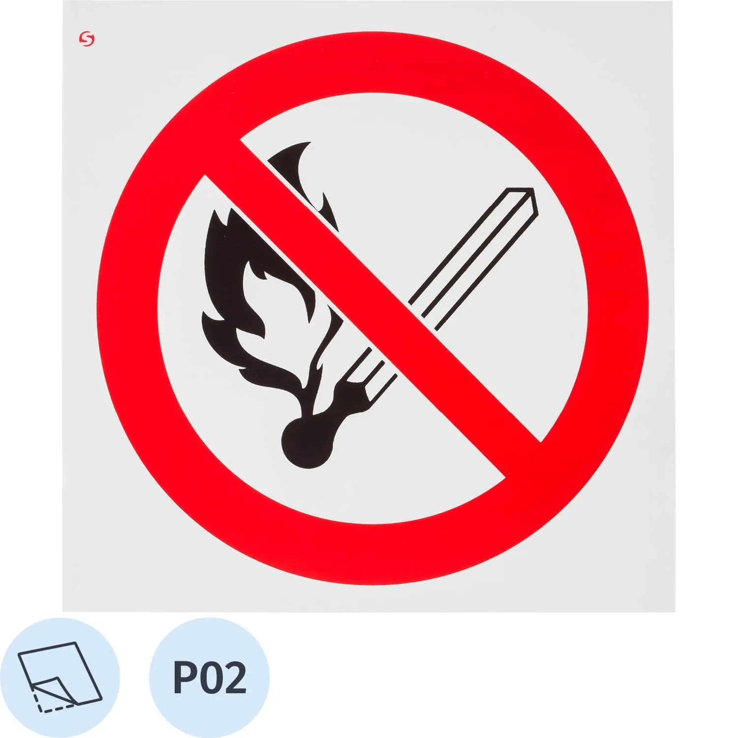 Знак безопасности P02 Запр.польз.откр.огнем и курить,пленка 200х200 10шт/уп - фото 1