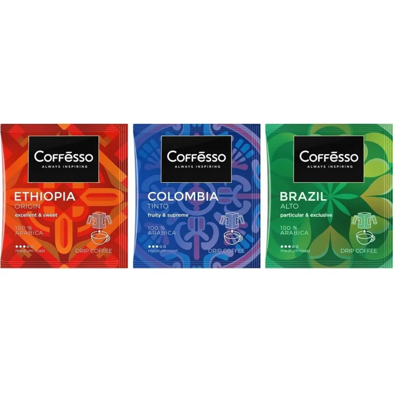 Кофе Coffesso DRIP MIX WORLD COLLECTION ассорти в дрип-пакетах, 30х10г - фото 2