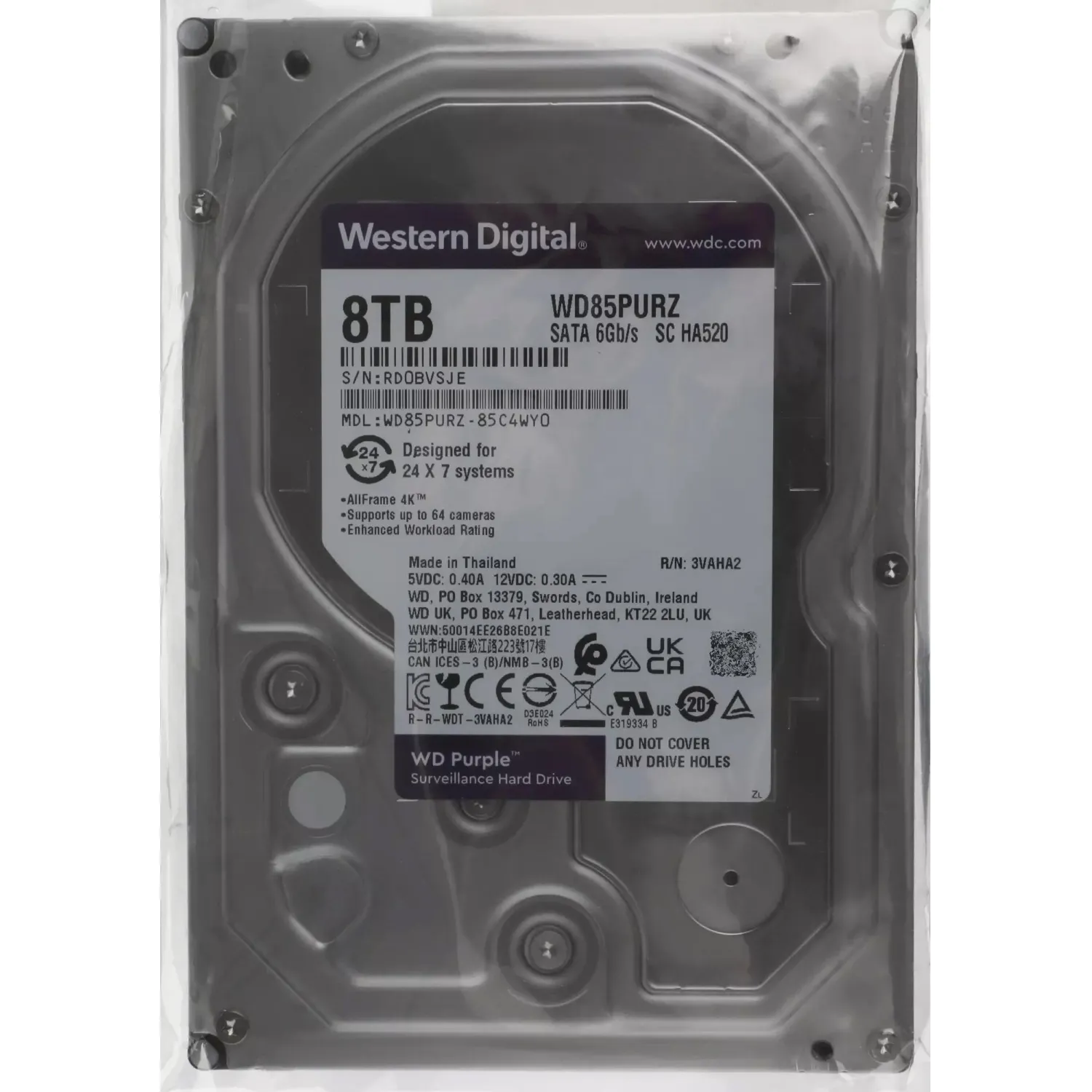 Жесткий диск WD Purple 8TB  (WD85PURZ) SATA 5640 rpm 3.5 - фото 5