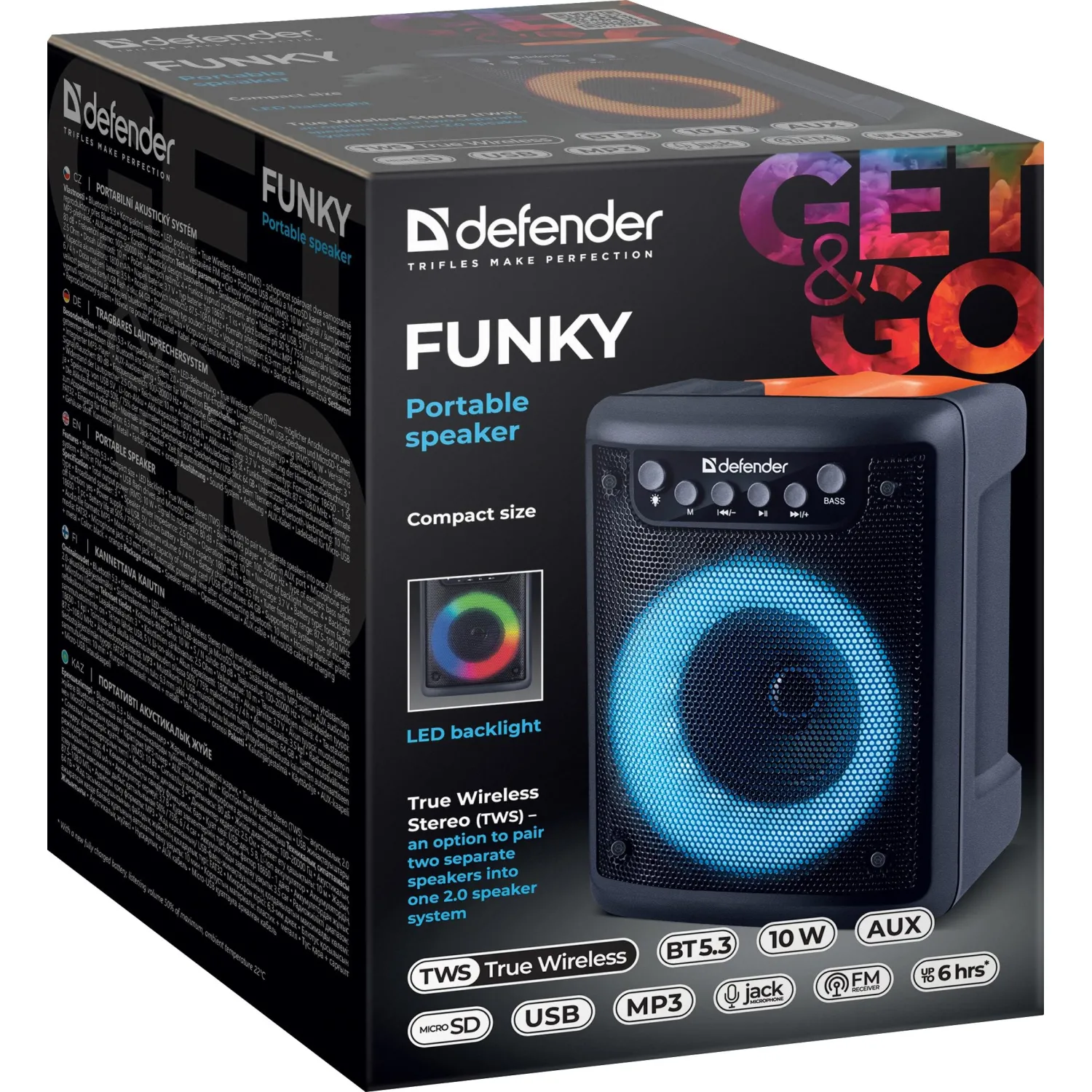 Акустическая система Defender Funky 10Вт, Light/BT/FM/USB/MIC/AUX - фото 5