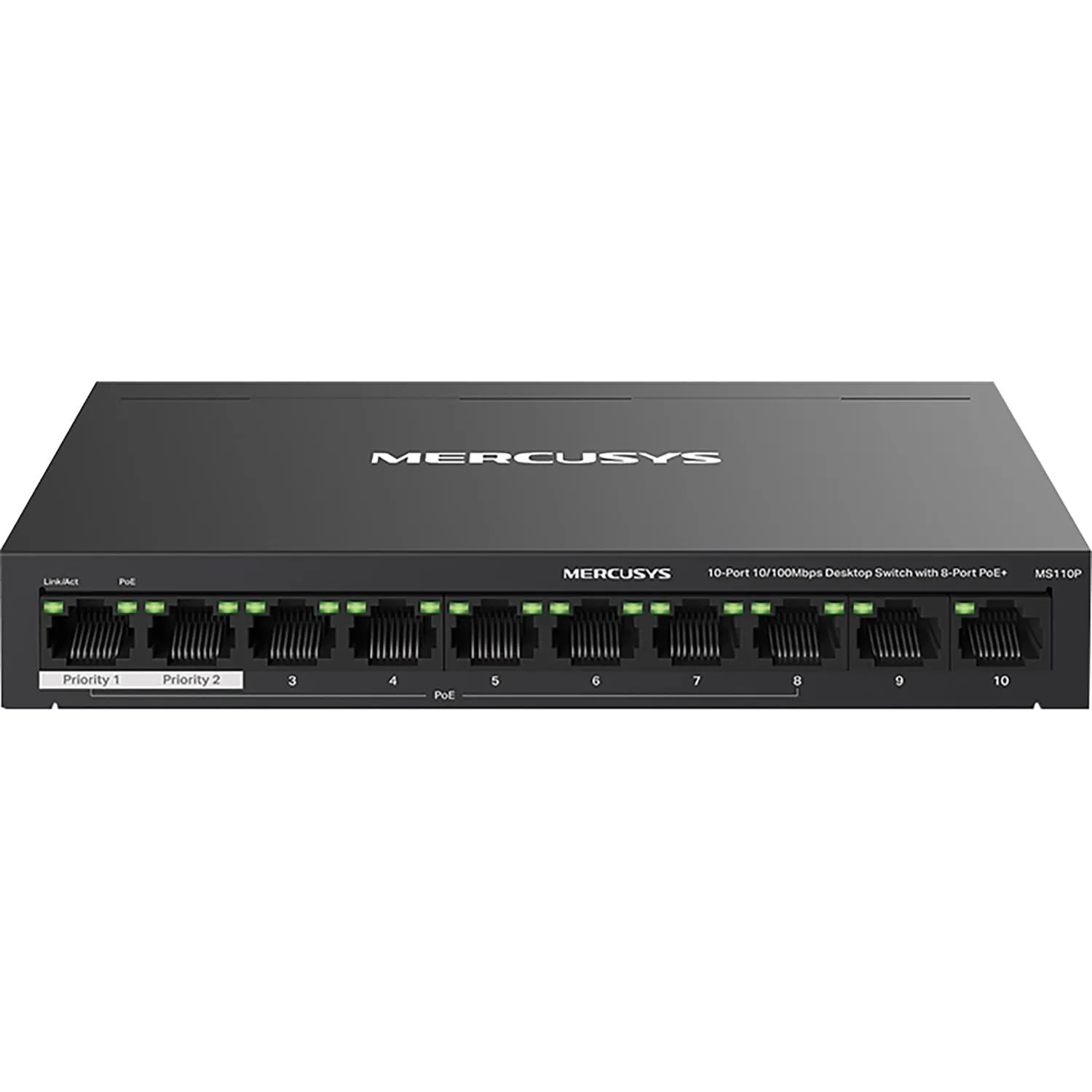 Коммутатор Mercusys MS110P (L2) 10x100Мбит/с 8PoE+ 65W неуправляемый - фото 2