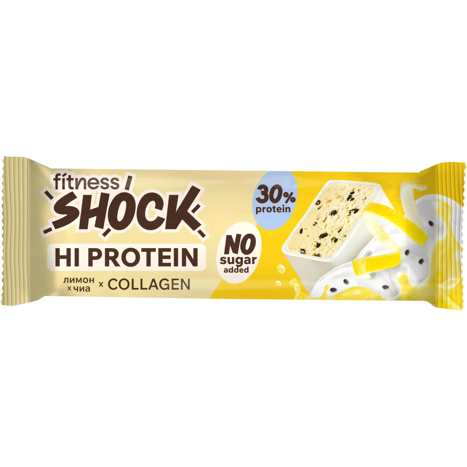 Батончик FitnesSHOCK Лимон-чиа глазированный 40гx12шт/уп - фото 1