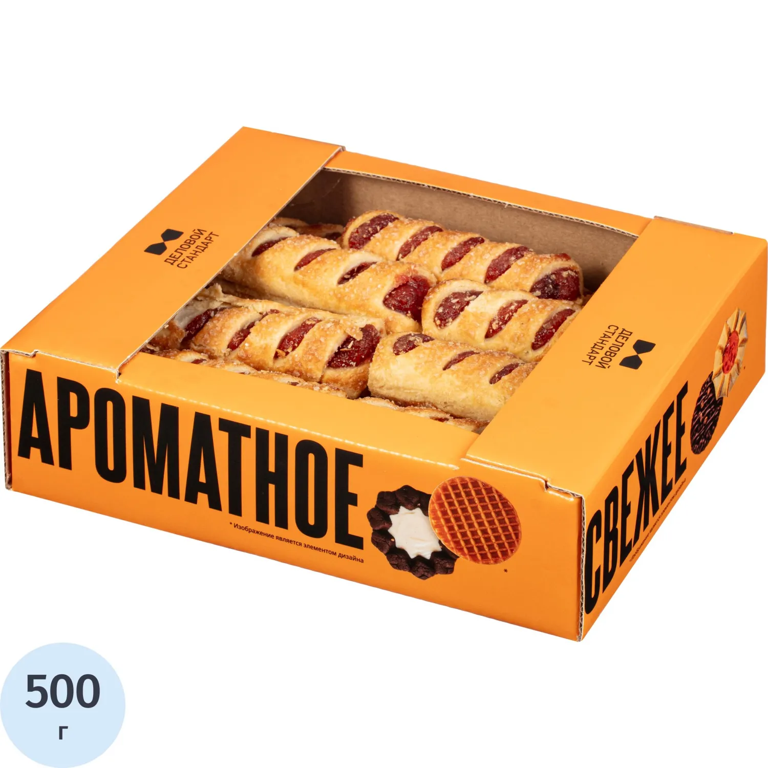 Печенье Деловой Стандарт малинка фруктовая трубочка, 500г - фото 1