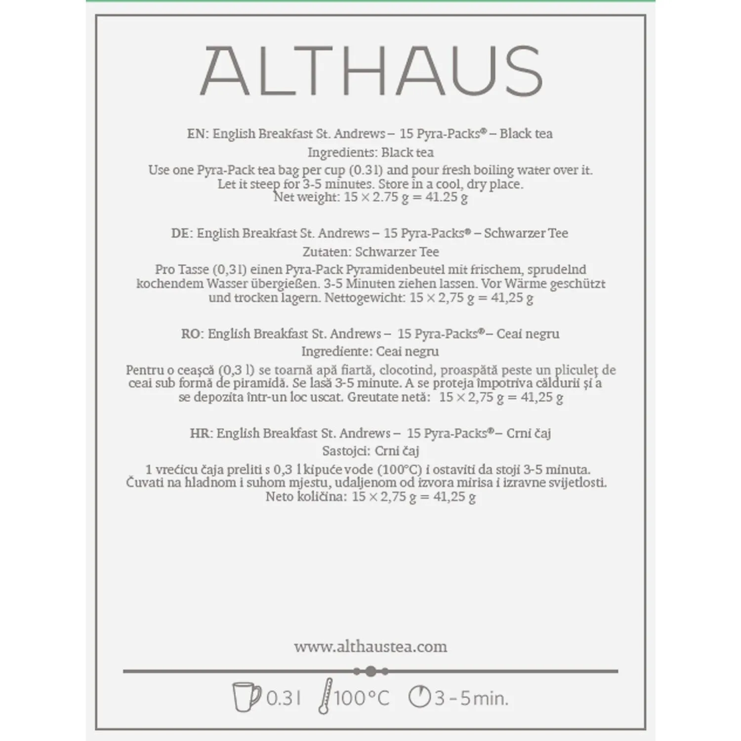 Чай пакетированный Althaus English Breakfast St. Andrews черный , 15x2.75г - фото 4