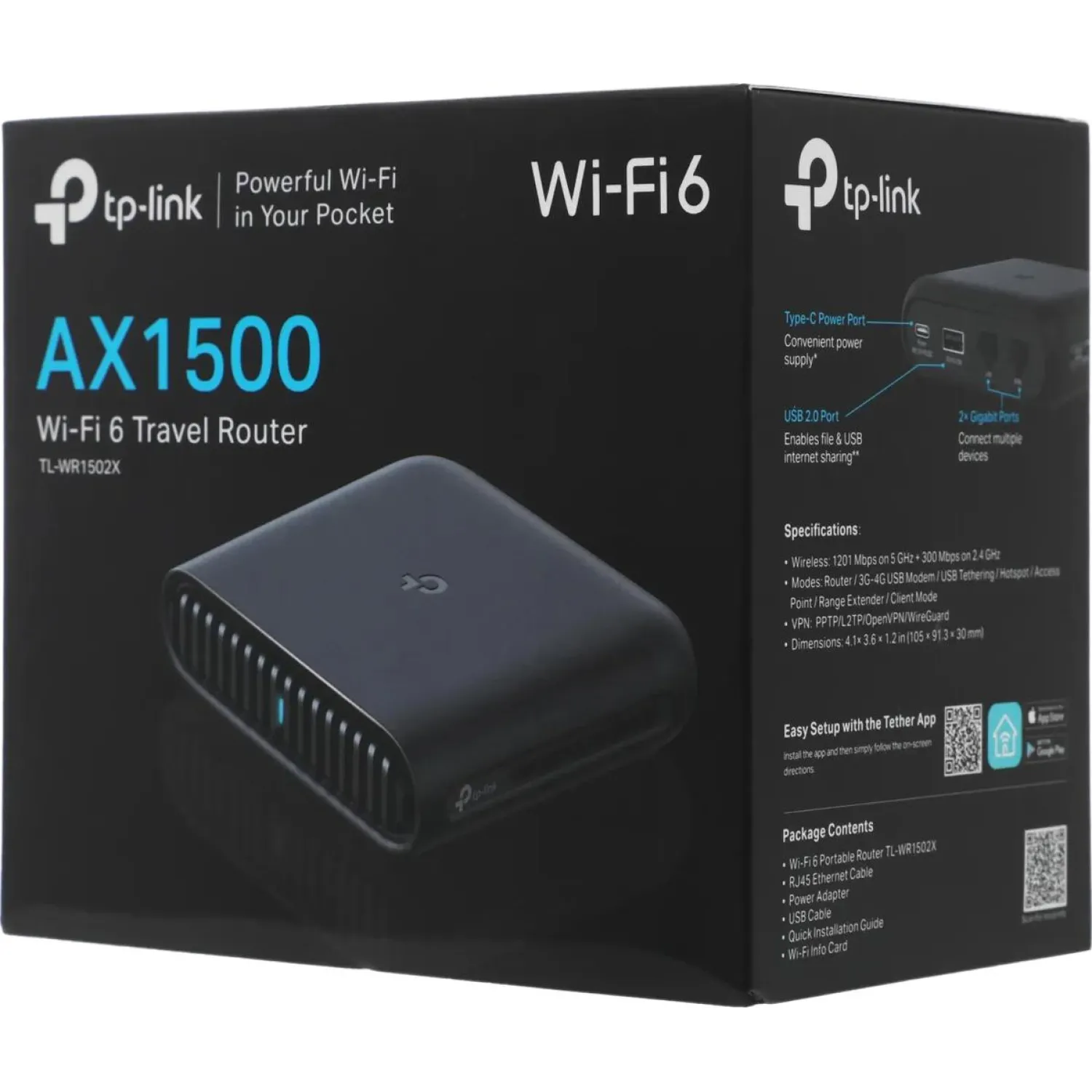 Маршрутизатор TP-Link TL-WR1502X AX1500 USB-С  Pocket Trave - фото 9