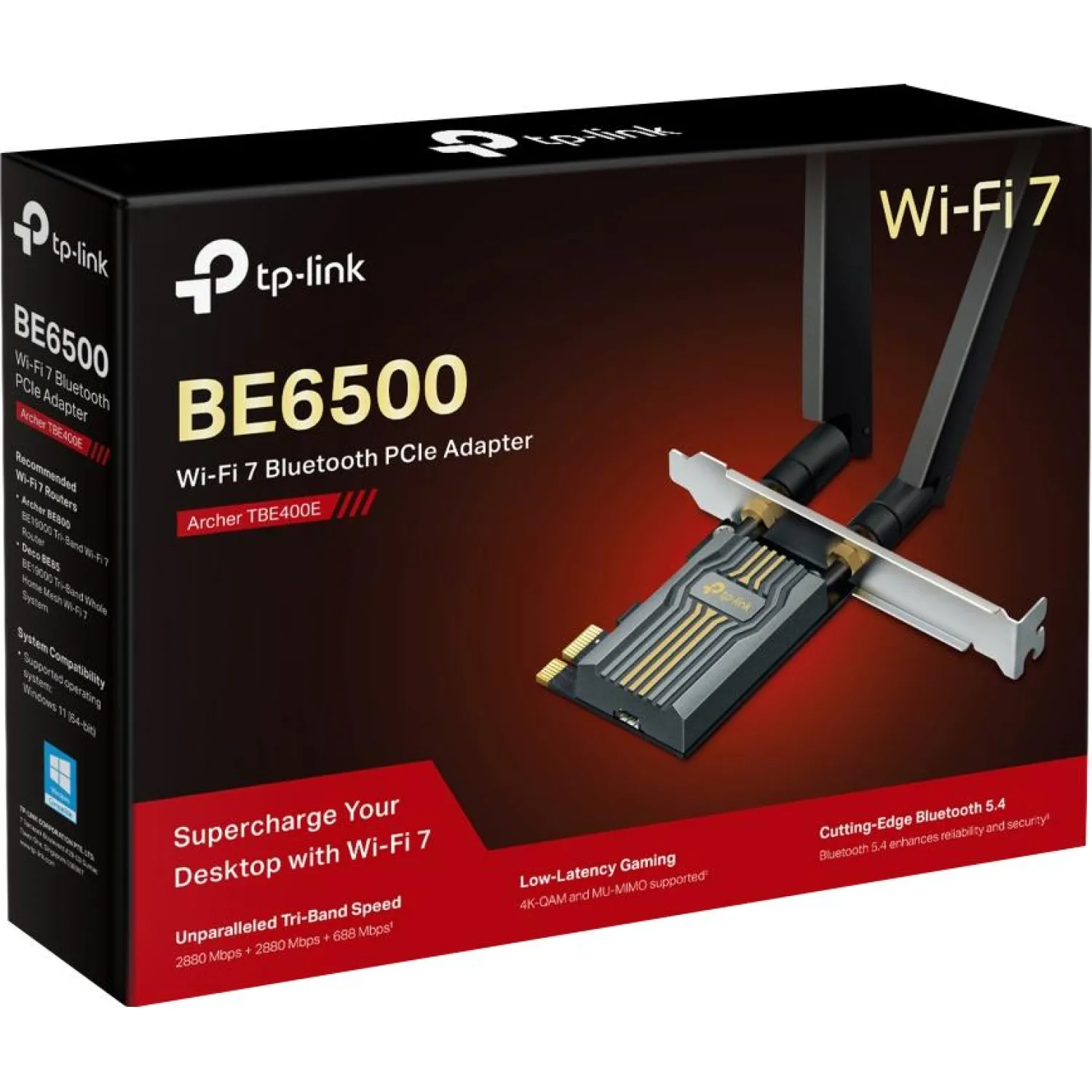 Сетевой адаптер Wi-Fi TP-Link Archer TBE400E BE6500 PCI-E Wi-Fi 7 BT 5.4 - фото 4