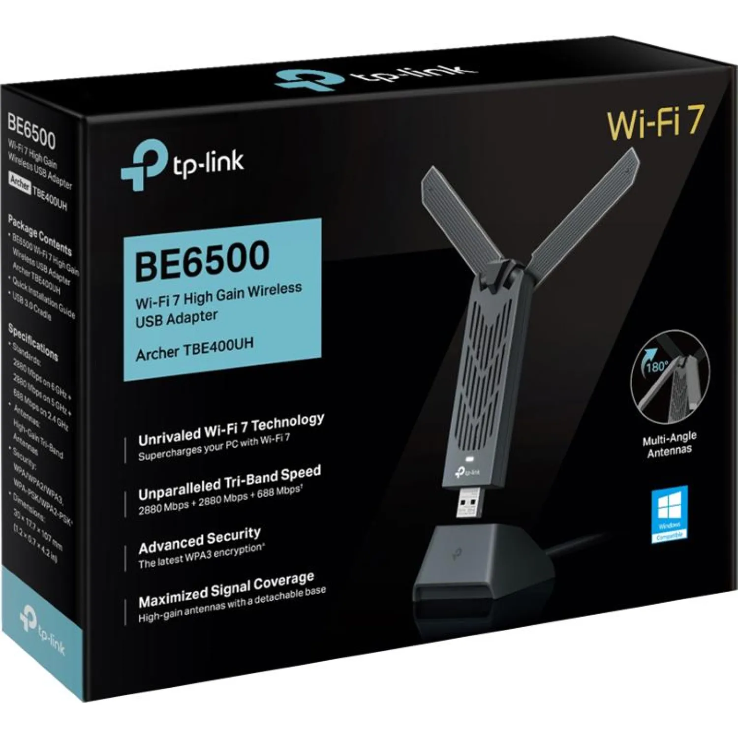 Сетевой адаптер Wi-Fi TP-Link Archer TBE400UH BE6500 USB-адаптер Wi-Fi 7 - фото 4