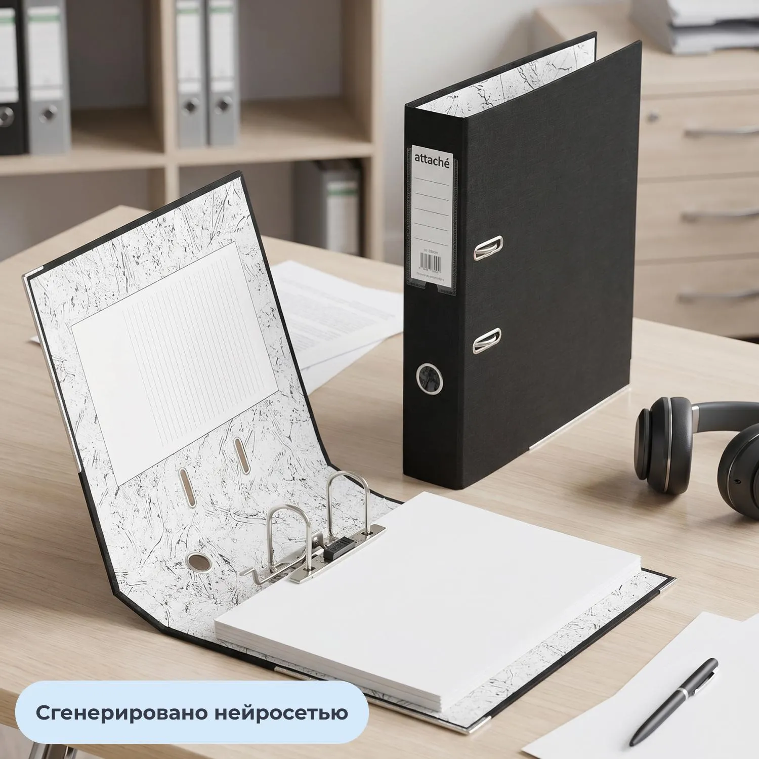 Папка-регистратор 75мм Attache А4, черная РР/бумага, мет уголок - фото 11