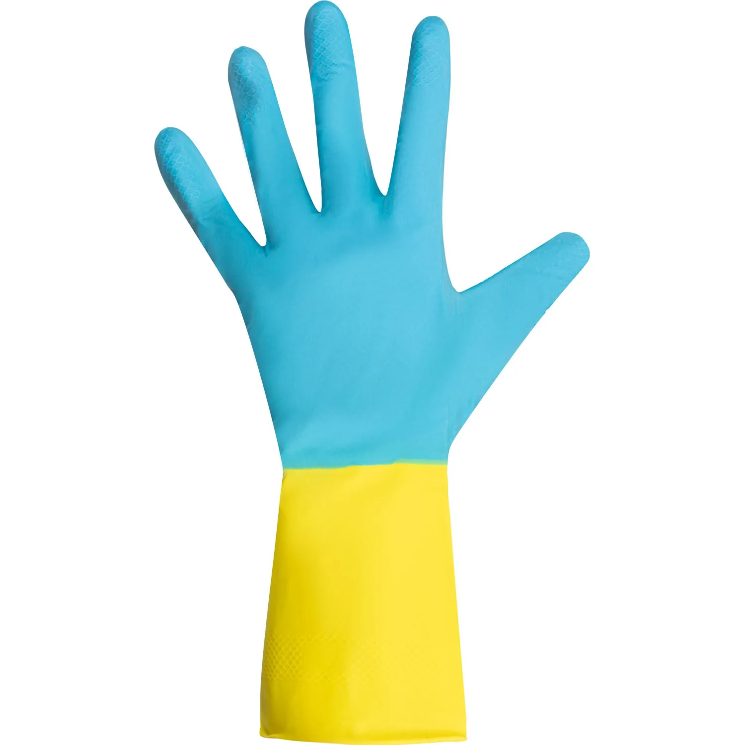Перчатки хозяйственные Gloves Lux BICOLOR сине-желтые р.M - фото 2