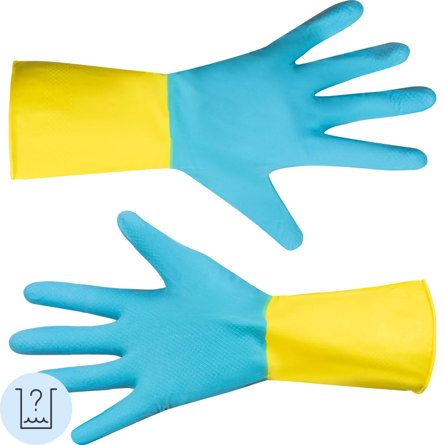 Перчатки хозяйственные Gloves Lux BICOLOR сине-желтые р.L - фото 1