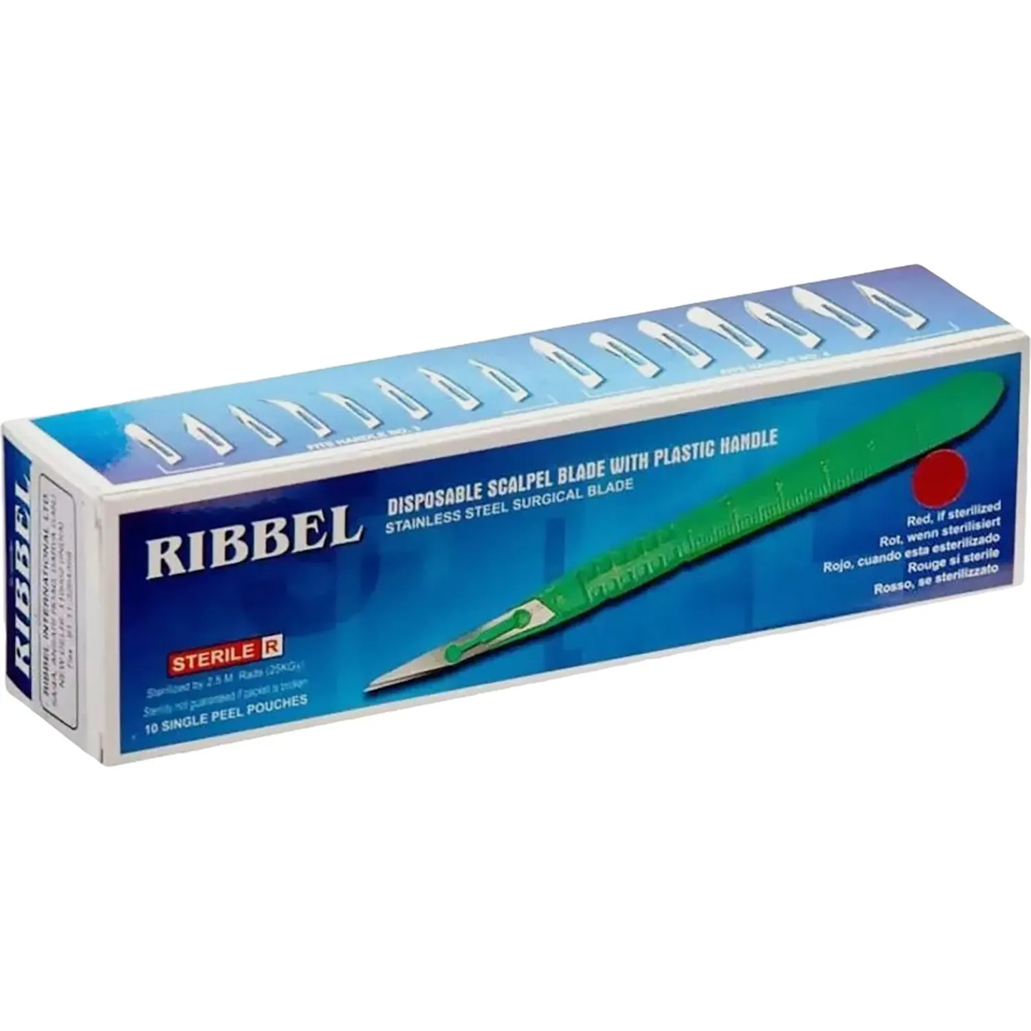 Скальпель хирург, однор., лезвие из нерж.стали р-13, RIBBEL 10шт/уп - фото 2