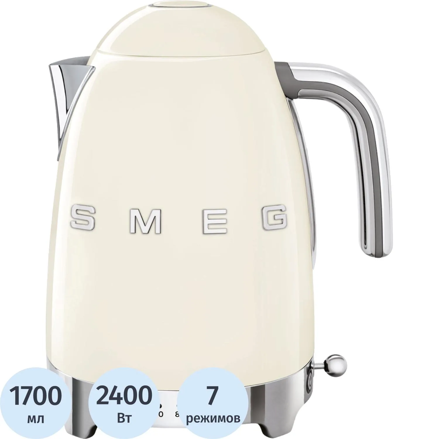 Чайник SMEG KLF04CREU,1,7л,электрический с регул темп, кремовый - фото 1